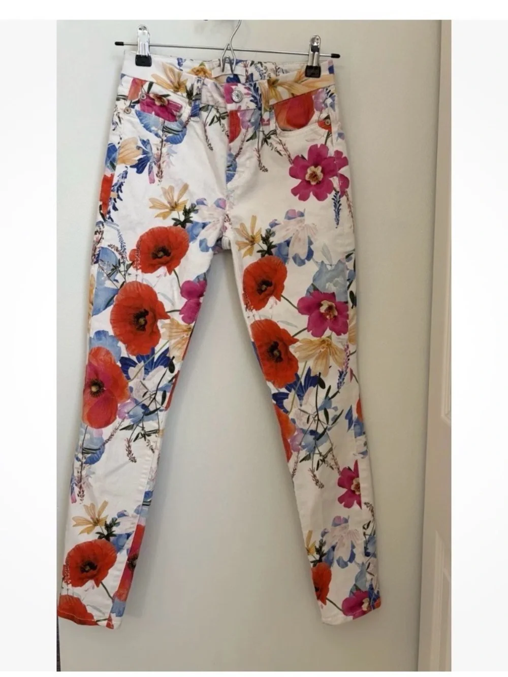 7 For All Mankind Seaside Poppy Floral Print Ankle Skinny Jeans Sz:25 - Picture 1 of 10